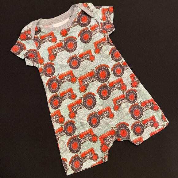 ~ 6mo Tractor Onesie Organic Little Wings Farm Farmer Stretch Baby Short Sleeves - Picture 2 of 13